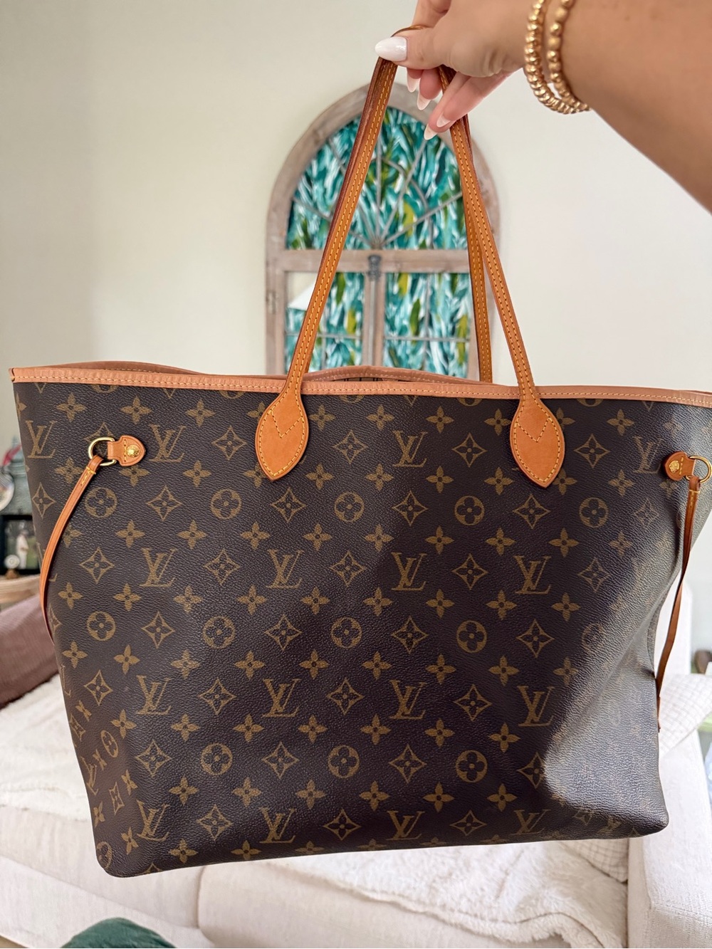 Louis Vuitton Brown Monogram Canvas Tote with Vachetta Trim GM